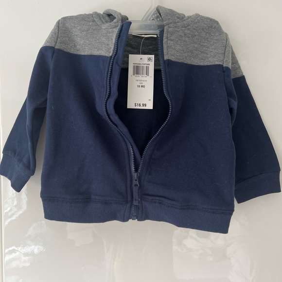 Joe Fresh & First Impressions - Long sleeved onesie & Hoodie - White, Blue/grey - Picture 2 of 7